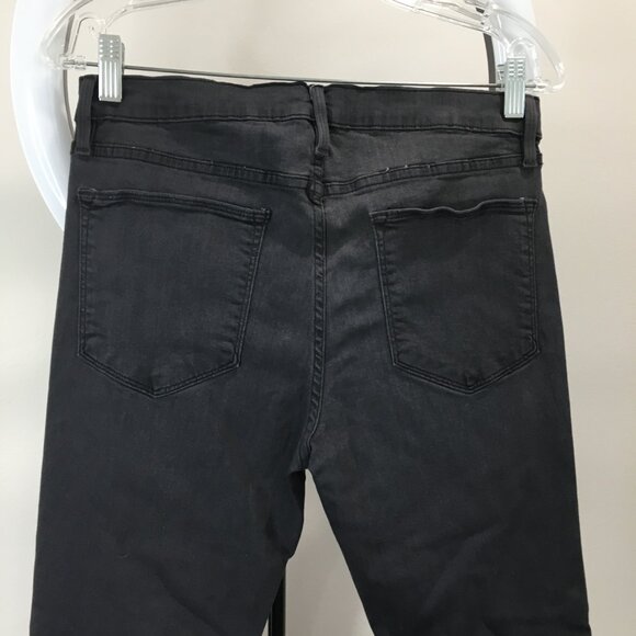 FRAME Denim 5Pocket Logo Hardware Quinn Le High Rise Waist Fray Hem Skinny Jeans - Picture 10 of 11